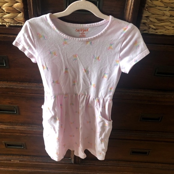 Cat & Jack pink rainbow unicorn dress with pockets in size S (6/6x) - Picture 1 of 4